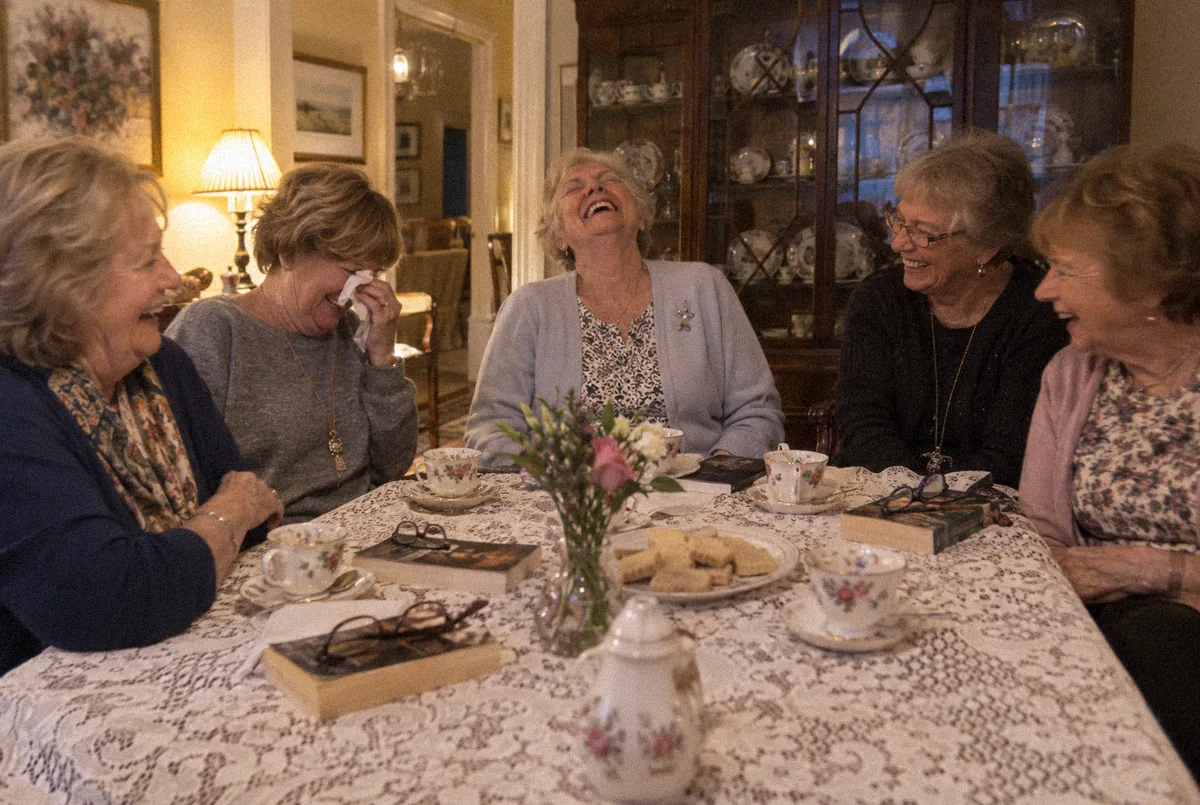 Ruth's book club around the table