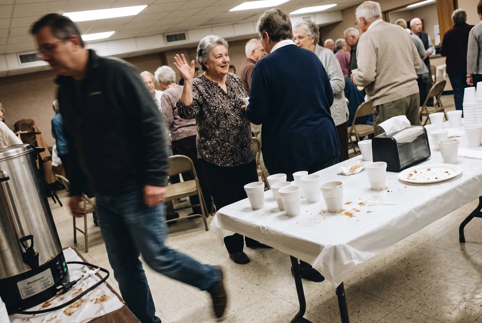 Coffee hour at her church